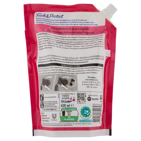 Coccolino Ammorbidente Concentrato Intense Care Fiori di Tiarè&Frutti Rossi 26 Lavaggi €coPack 600ml